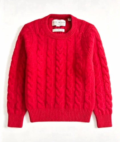 Jack wills red - red, cable-knit